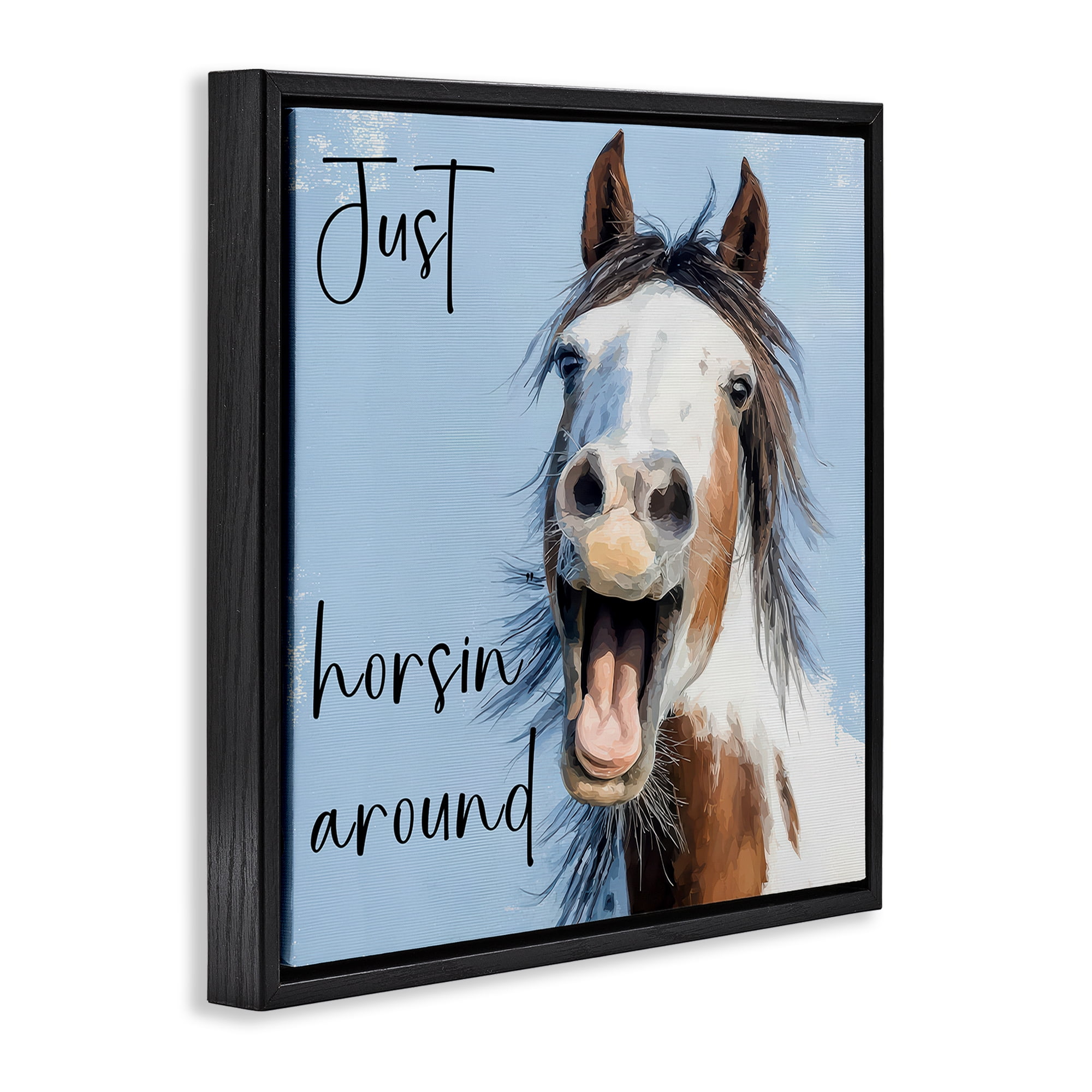 Stupell Industries Just Horsin' Around Black Framed Floater Canvas Wall Art, design by Kim Curinga