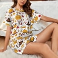 thumbnail image 4 of Honeii Thanksgiving for Women's Summer Pajama Set featuring Soft Short Sleeve Shirt & Matching Bottoms with Convenient Pockets for Relaxed Home Wear-3X-Large, 4 of 6