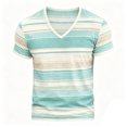 thumbnail image 3 of Mens V Neck T Shirts Striped Short Sleeve T-Shirts Casual Slim Fit Lightweight Summer Tops Fashion Beach Vacation Shirts, 3 of 5