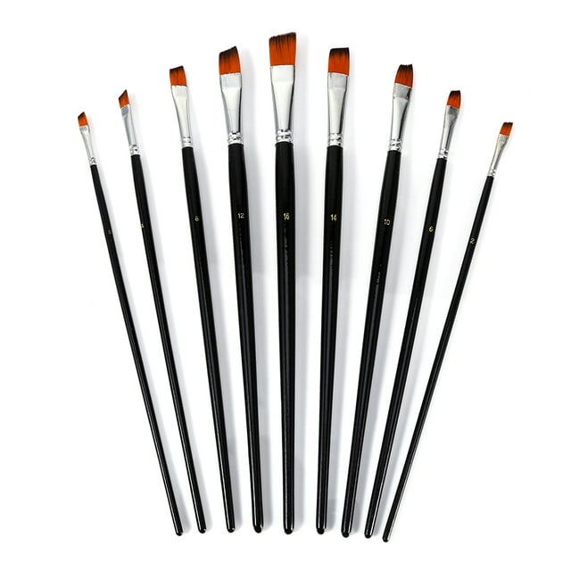 Pincel para óleo, 9 Uds., pincel oblicuo de nailon, pincel de nailon, uso práctico Jadeshay A