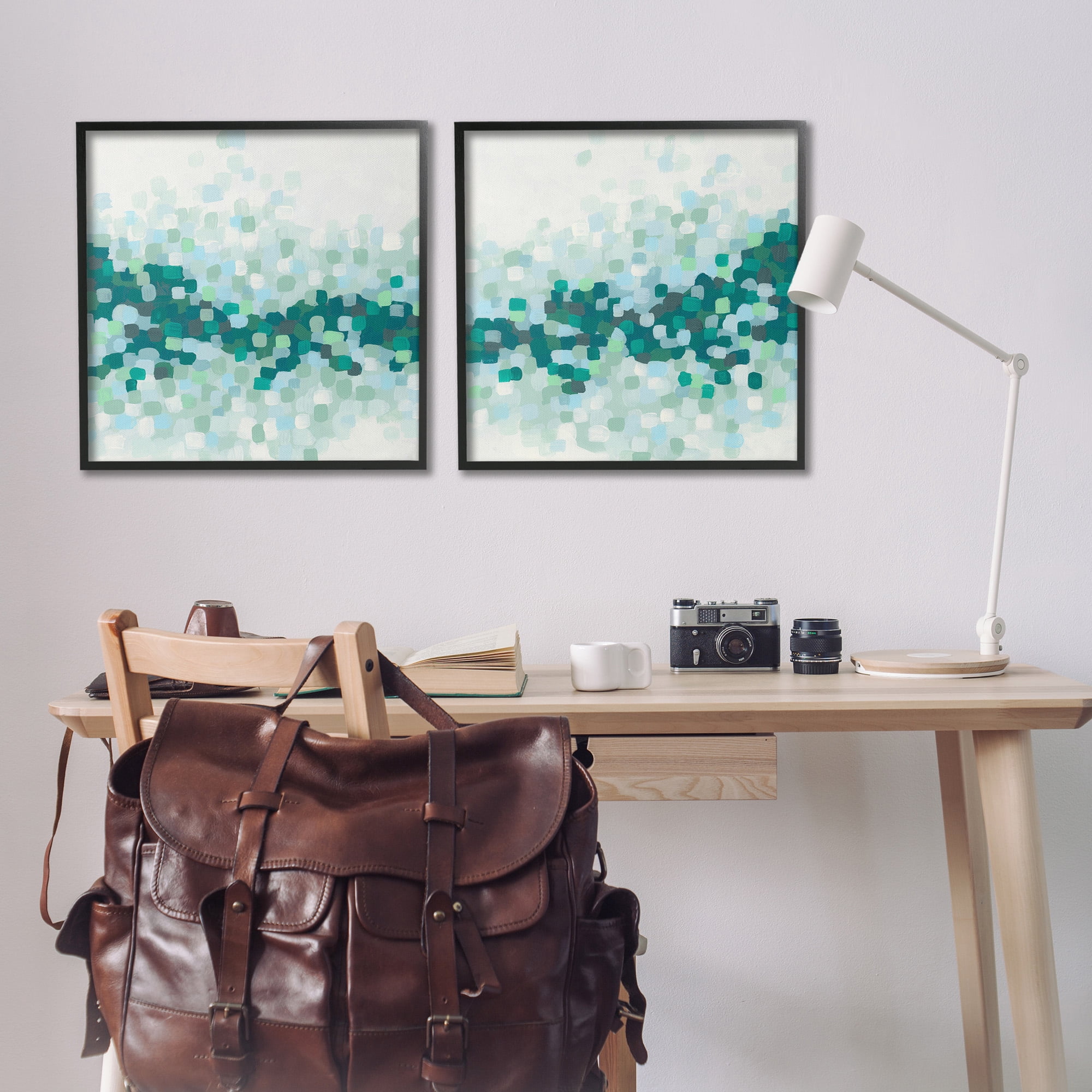 Stupell Industries Abstract Speckled Horizon Abstract Painting Black Framed Art Print Wall Art, 24 x 24, Set of 2