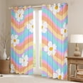thumbnail image 2 of Feelyou Cartoon Floral Flower Black Out Curtains for Kids, Cherry Blossoms Curtains Pack of 2 (42x63 Each), Fashion Colorful Stripes Bedroom Curtains, Curtains and Drapes Room Decor, 2 of 6