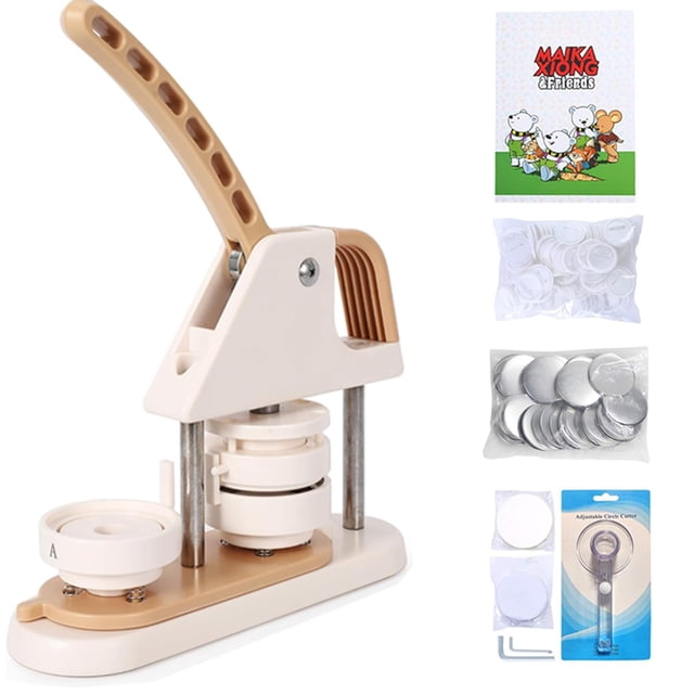 QinaQin Third-Generation 58mm Badge Maker - Diy Badge Pressing System Without Installation, Includes Badge Parts and Templates, 2.28-Inch Pin Badge Maker, Suitable for Crafts