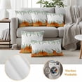 thumbnail image 6 of Fall Pumpkin Outdoor Waterproof Pillow Covers, Orange Thanksgiving Green Eucalyptus Decorative Square Throw Pillowcase Sofa Cushion Sham for Patio/Couch/Chair, 16"x16" 2 Pack, 6 of 8