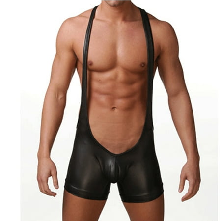 Fashion Men Sexy-Lingerie Underwear Romper Panties Bodysuit G-String Panties Short Black S