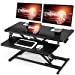 thumbnail image 3 of Convertisseur de Bureau Debout 32 Pouces Hauteur Réglable Bureau Assis-Debout avec Plateau de Clavier Amovible, Grand Rehausseur de Bureau Ergonomique à Ressort à Gaz Poste de Travail à Double Moniteur pour Bureau à Domicile, 3 of 15