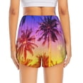 thumbnail image 4 of Xecao's Palm Trees at Sunset for a double-layer running short for women, perfect for gym, tennis, and more, featuring a convenient pocket., 4 of 9