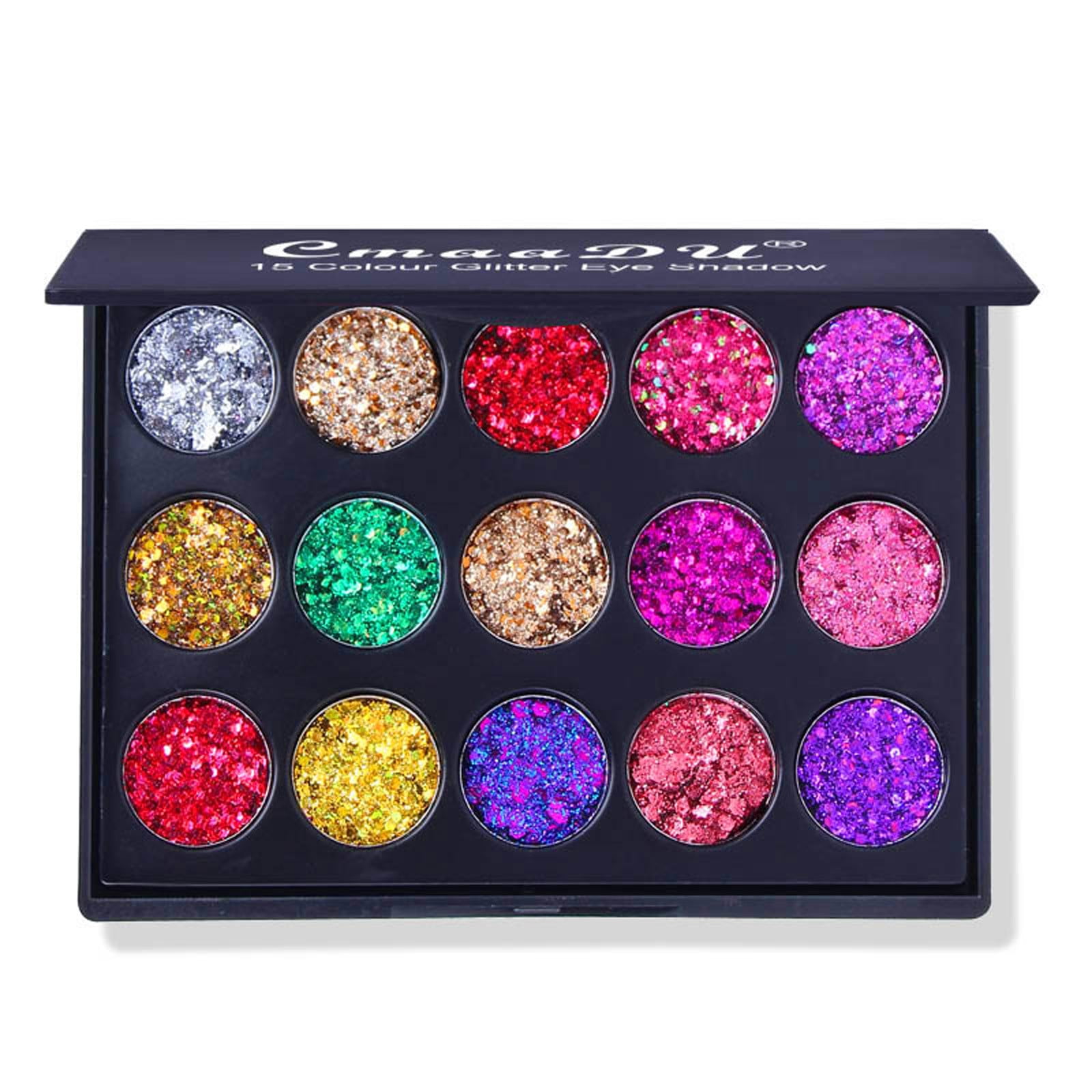 Fridja 15 Colors Sequined Eyeshadow Palette, Shiny Highgloss Eyeshadow