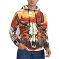 thumbnail image 2 of Pofeuu Western Desert Cactus Ram Skull Print Mens Casual Hooded Collar Drawstring Hoodies Pullover Sweatshirts Casual Long Sleeve Shirts-Large, 2 of 7