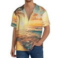 thumbnail image 7 of Lsque Tropical Sunset Beach Scene print Men's Cuban Collar Short Sleeve Shirt Summer Beachwear Casual Button Down Fashionable Vacation Leisure Shirt-Large, 7 of 7