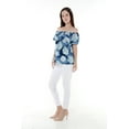 thumbnail image 4 of Women's Hawaiian Off-Shoulder Ruffle Muumuu Top in Pacific Palm Navy M, 4 of 5