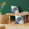 thumbnail image 3 of Navy Blue White Pillow Covers 18x18 Set of 2, Gray Abstract Dahlia Farmhouse Decorations Throw Pillow Covers Geometry Design Summer Outdoors Decorative Linen Cushion Case for Couch Sofa Home, 3 of 6