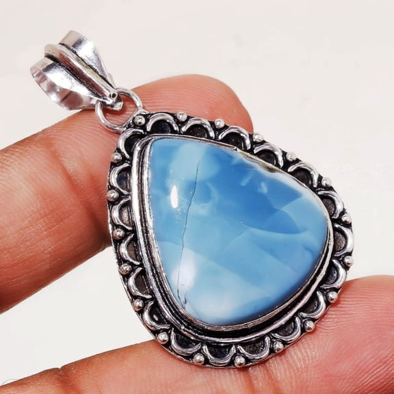 Blue Opal Gemstone Handmade Ethnic Anniversary Gift Pendant Jewelry 2.1" SA 829