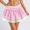 thumbnail image 2 of Aihuaihua Blue Gingham Skirt Women, Lace Trim Short Skirt Flowy Mini Plaid Skirt Summer Fall Casual Clothes Y2k Trendy Streetwear Pink XL, 2 of 6