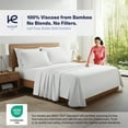 thumbnail image 4 of Kickoff Viscose Bamboo Sheets Queen Size 4-pc 100% Organic Bamboo Viscose Bed Cooling Sheets Queen Size Set Cool Bedding for hot sleepers sheet, Flat, Fitted, Pillowcases (Snow White, Q), 4 of 9