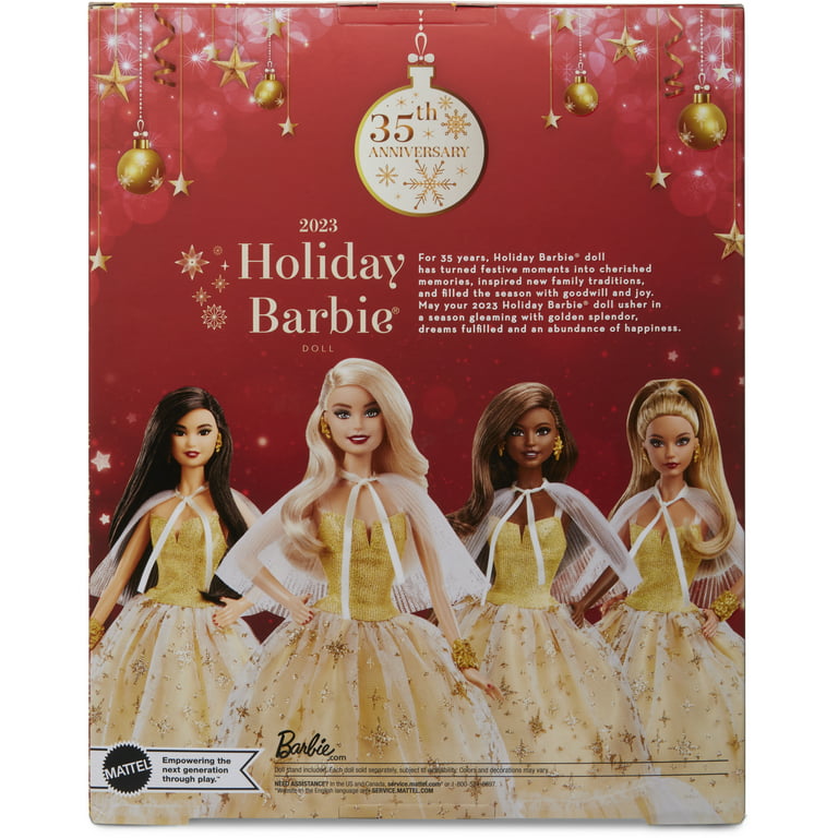 2023 Holiday Barbie Doll, Seasonal Collector Gift, Golden Gown and Blond  Hair