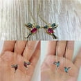 thumbnail image 5 of Hummingbird Earrings Silver, Ladies Elegant Hummingbird Rhinestone Stud Earrings, Gift of Heart, Make You Look Noble, Exquisite Fashion Hummingbird Earrings for Women Red+BlueTwoPairs, 5 of 7