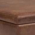 thumbnail image 3 of Owen 40 inch Wide Mid-Century Modern XL Square Coffee Table Storage Ottoman in Distressed Saddle Brown Vegan Leather, 3 of 4