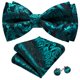 thumbnail image 2 of Conjunto de pajarita Barry.Wang, color verde azulado, negro, floral, seda formal, 2 of 6
