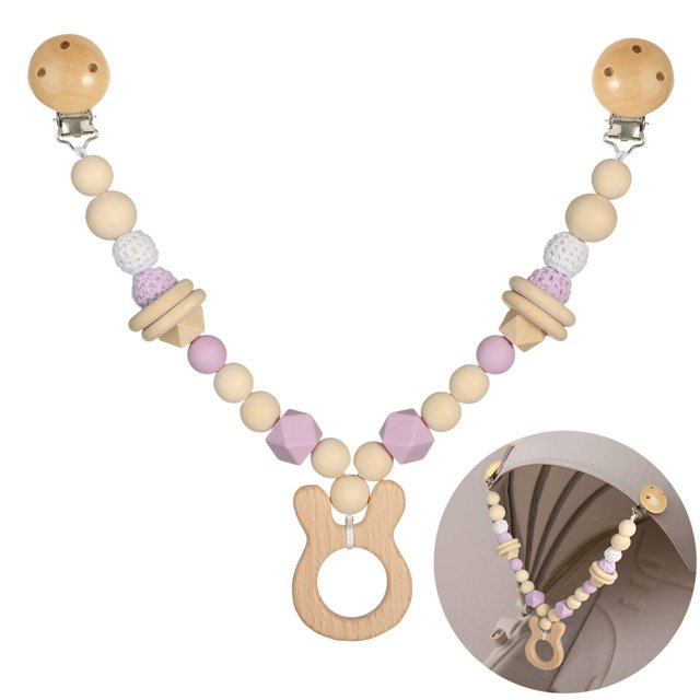 Juguete colgante para cochecito con cuentas, juguete de madera para la dentición del bebé, colgante para cochecito de bebé