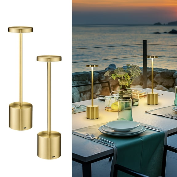 LTMATE Cordless LED Desk Lamp, Black Table Lamp with 3 Colors Stepless Dimming, 5200mAh Battery Operated for Home Office Restaurant Bedroom Bars (2 Pack), TL01BG-2PK