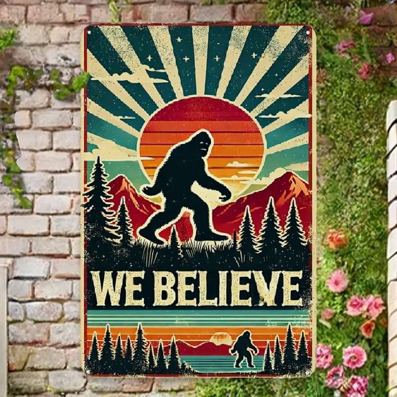 Sasquatch Vintage Metal Tin Sign - 8x12 - Rustic Wall Art for Home, Kitchen, Bedroom & More - Durable, Weather-Resistant Decor - For Home Decor Enthusiasts - Perfect Gift for Housewarming & Birthday