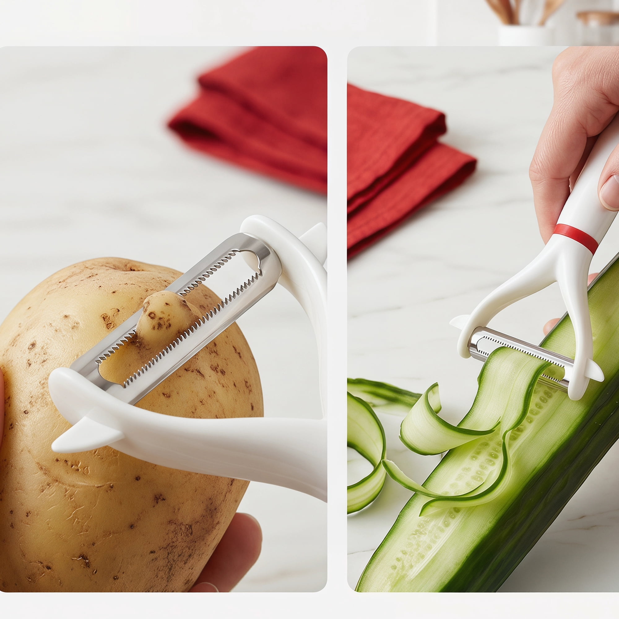 Unique Bargains Stainless Steel Durable Peeler with Ergonomic Handle Red 6.1" x 2.4"