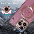 thumbnail image 5 of Magnetic Case for iPhone 13, Bling Glitter Luxury Love Cute Heart Pattern Plating Phone Case [Compatible with MagSafe] Magnetic Wireless Charging Soft TPU Shockproof Clear Back Cover - Pink, 5 of 13