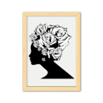 thumbnail image 1 of Mujer Rosa Negro Blanco flor planta Cuadro de madera decorativa marco de casa A4, 1 of 3