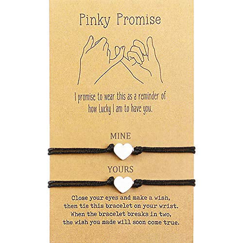 VU100 Distance Matching Initial Charm Bracelets Pinky Promise Bracelet for 2 Mother Daughter Best Friends Couple Family Boyfriend Girlfriend Gift