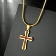 thumbnail image 4 of Jewmon Wood Inlay Stainless Steel Cross Pendant Necklace for Mens and Women Couples Necklace Fathers Day Gifts Idea, 4 of 10