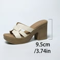 thumbnail image 3 of Wedge Sandals for Women Sale Clearance Soft Wooden Low Heel Cushioned Trekking Shoes with Breathable Leather Cross Strappy Upper Open Toe Fish Mouth Sandals Beige 7.5, 3 of 7