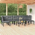 thumbnail image 1 of vidaXL 8 Piece Garden Lounge Set Black and Grey Poly Rattan, 1 of 5