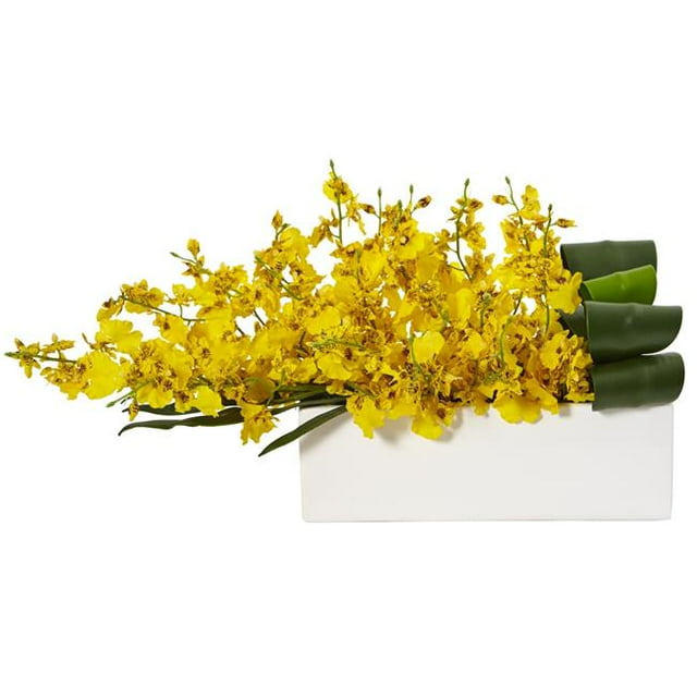Orchidée Dame Dansante en Céramique Rectangulaire&44; Jaune