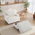 thumbnail image 5 of DREAMSIDEA Oversized Accent Chair with Ottoman for Living Room, Faux Fur Accent Armchair Single Reading Chair Set with Pillow, Indoor Chaise Lounge Sofa Bed, Beige, 5 of 6
