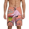 thumbnail image 1 of Kdxio Flamingo Riding a Bicycle Print Mens Shorts, Breathable Lounge Sleepwear Set with Elastic Waistband and Pockets-X-Large, 1 of 6