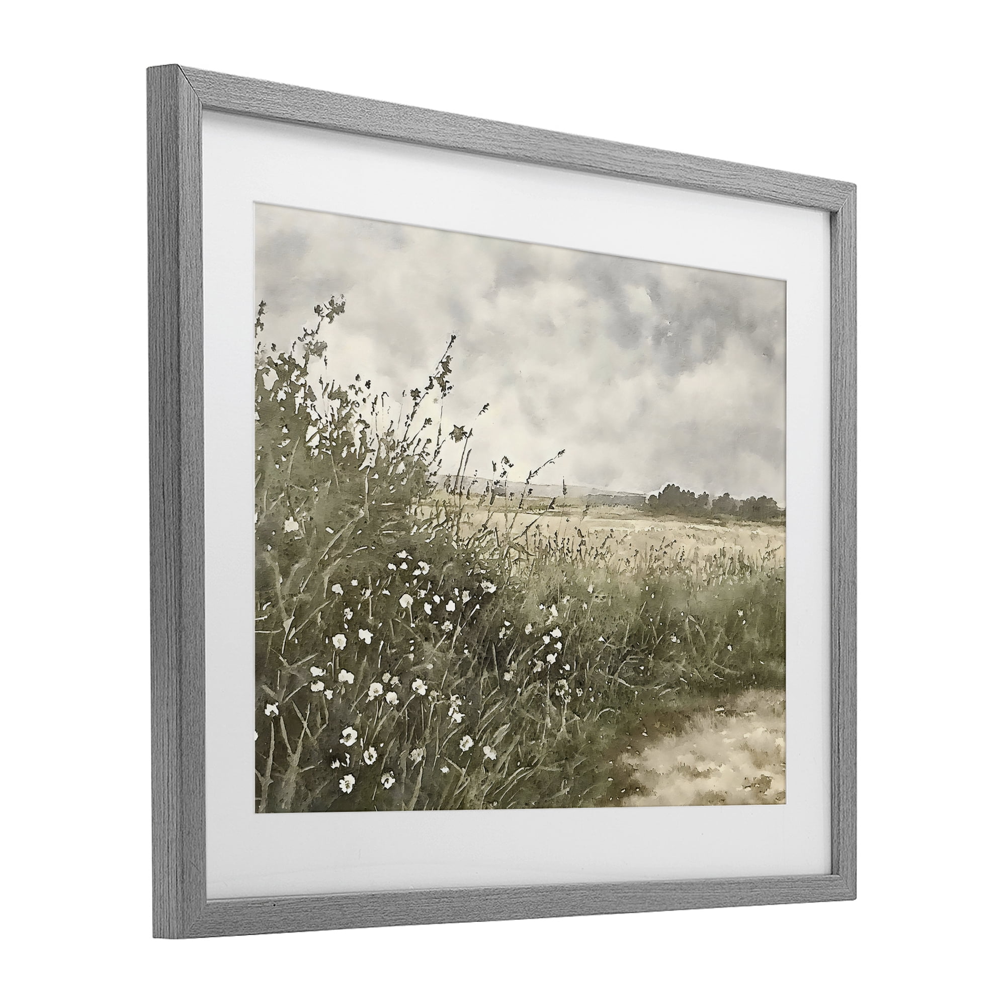 Stupell Industries Soft Meadow Landscape at Dusk Gray Framed Print Under Glass, design by Riley B