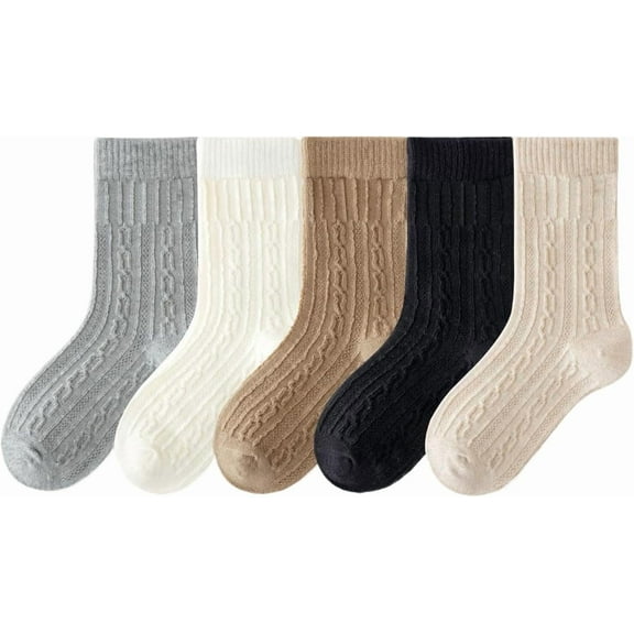 Toddler Girl Crew Socks Sweet Seamless Princess Dress Socks 5 Pairs Spring Fall