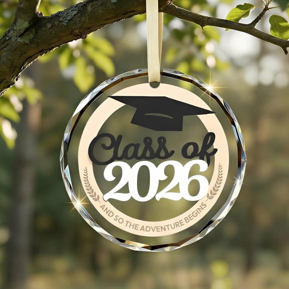 UCEI Graduation Gifts for Class of 2026, Meaningful Round Grad Cap Crystal Glass Ornament for Graduates, Son & Daughter, Perfect for High School and College Graduation Congratulations Parties Decor