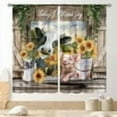 thumbnail image 2 of Farmhouse Kitchen Curtains, Rustic Farm Animals Rooster Chicken Pig Cow Sunflower Patterned Rural Country Style Window Curtains for Cafe Bedroom Living Room 2 Panels, 42"x63" Inch, 2 of 5