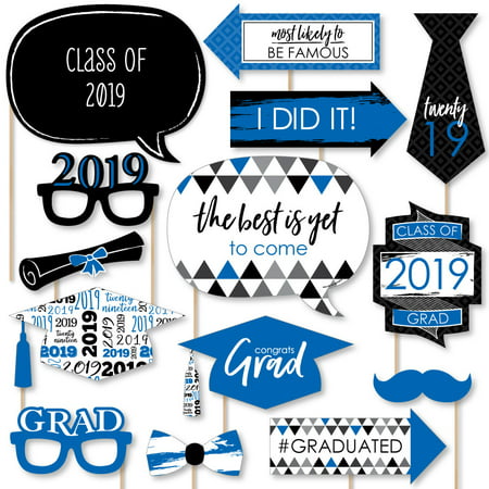 Blue Grad - Best is Yet to Come - Royal Blue 2019 Graduation Party Photo Booth Props Kit - 20 (Best Home Party Businesses 2019)
