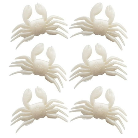 6pcs Crab Artificial Lure Soft Fishing Lures Lifelike Shrimp Baits White