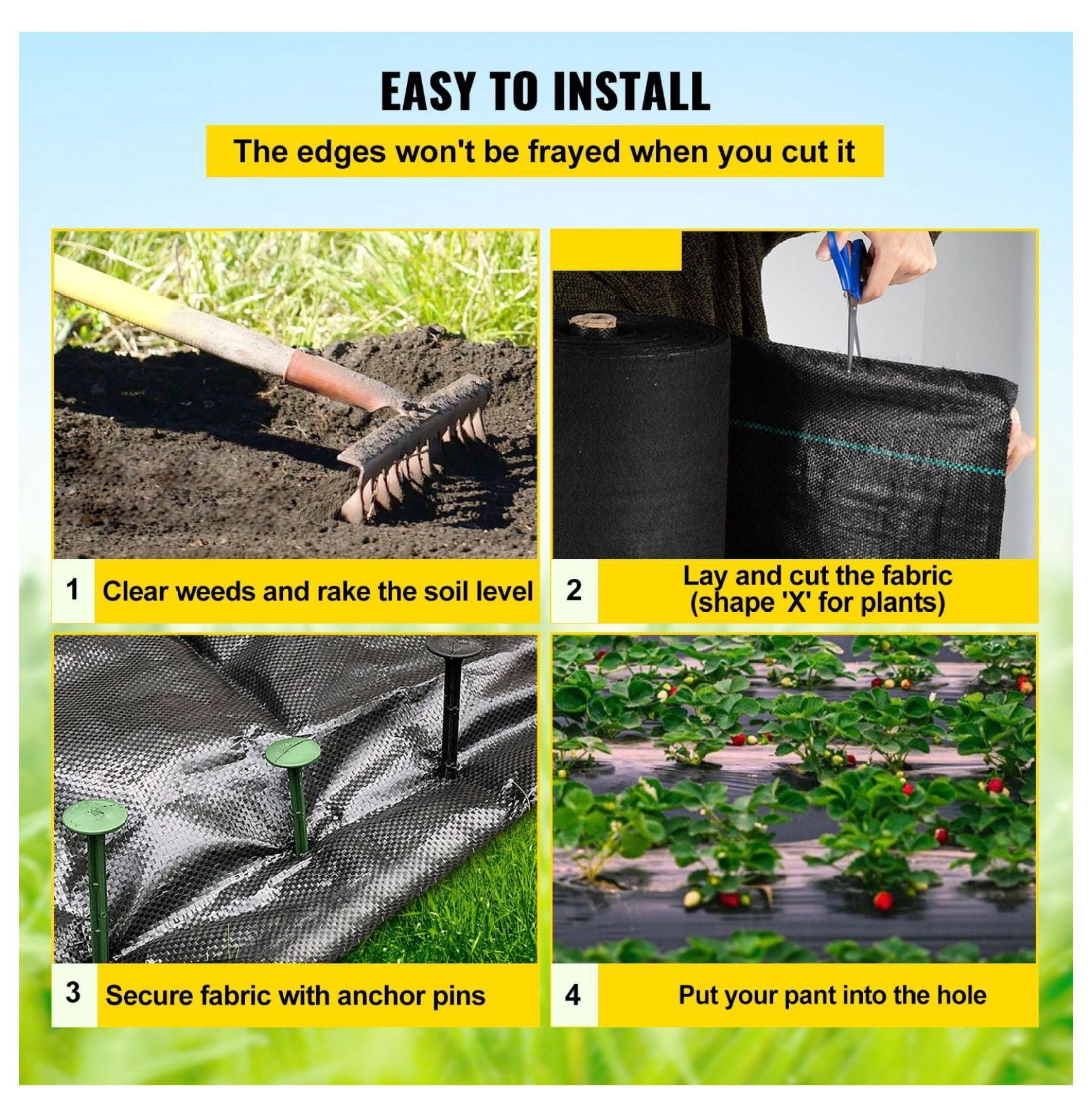 Garden Weed Barrier Fabric 4ft x 100ft, Heavy Duty Landscape Fabric 5.8 OZ, Weed Block for Gardening Ground Cover, Geotextile Fabric for Landscaping