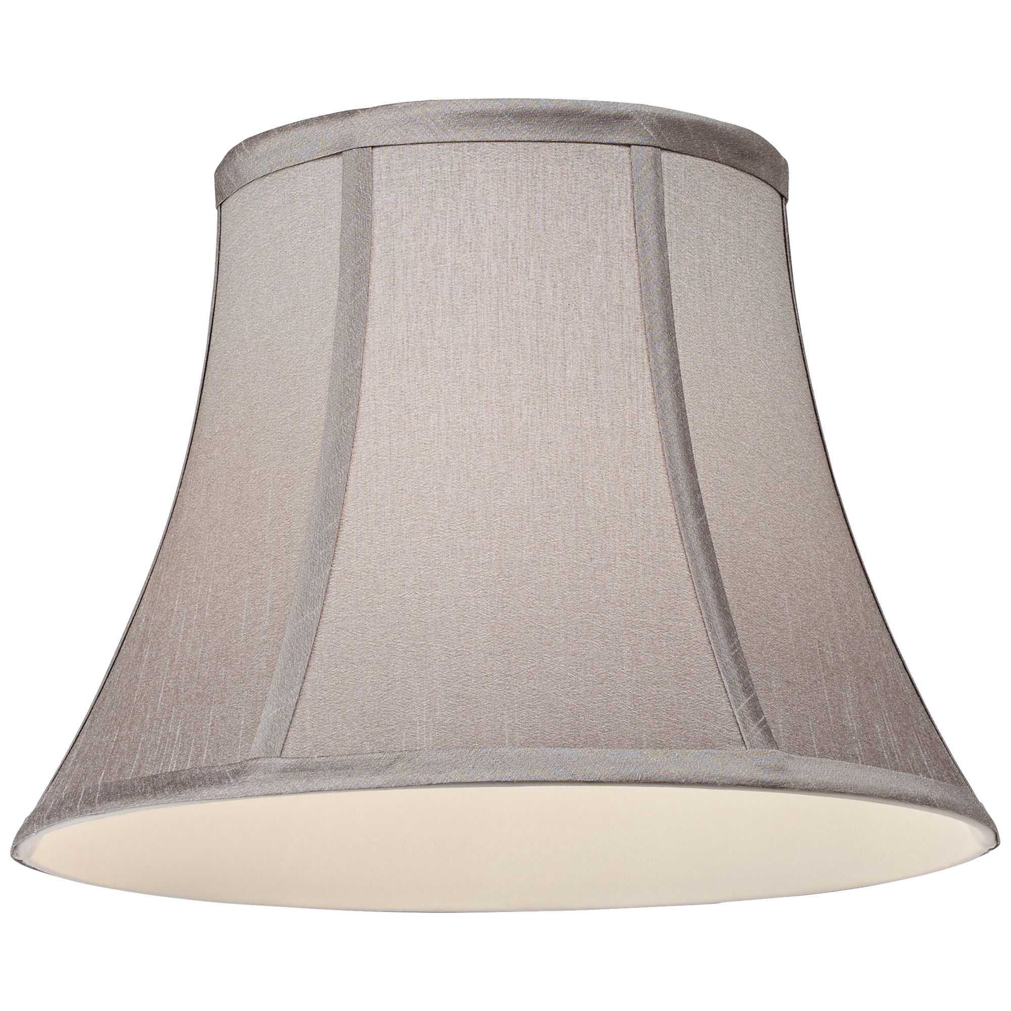 Springcrest Pewter Gray Small Bell Lamp Shade 7" Top x 12" Bottom x 9" Slant x 8.5" High (Spider) Replacement with Harp and Finial