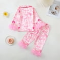 thumbnail image 4 of FYDUU Pajamas Set For Girls Christmas Bow Print Pajama Long Sleeve Holiday Sleepwear With Fringe Trim Cozy Loungewear For Toddler Kids Trendy Girls Outfits, 4 of 7