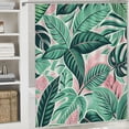 thumbnail image 6 of GOSMITH Durable and Washable Tropical Leaves Summer Palm Leaf Hawaii California Tree Jungle Shower Curtain Multiple Sizes White, 6 of 7