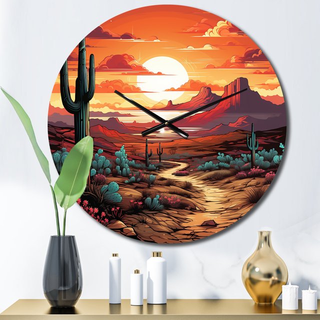 Designart "Wilderness Heat Nature s Blaze" Landscapes Oversized Wall Clock