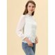 thumbnail image 4 of Allegra K Blusa De Manga Larga Con Cuello Redondo Y Volantes De Lunares Suizos Para Mujer Blanco L, 4 of 4