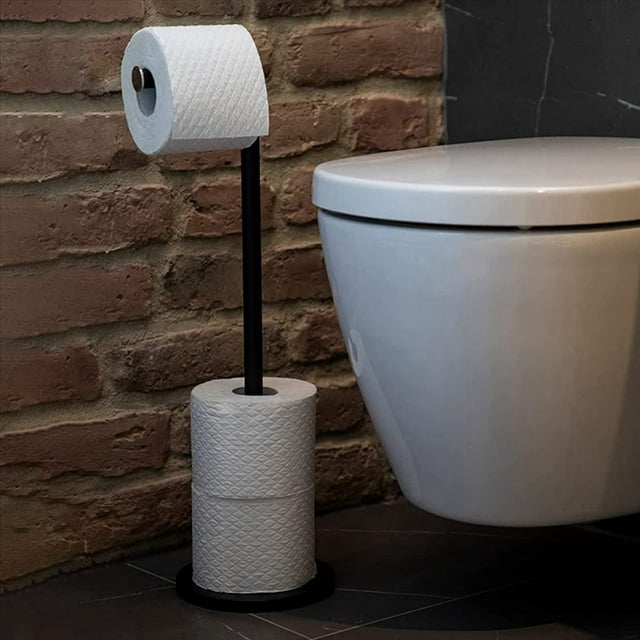2X Soporte de Rollos de Papel Higiénico, Independiente, Almacenamiento de Papel de Acero Inoxidable para 5 Rollos de Papel, Soporte de Papel Higiénico Negro