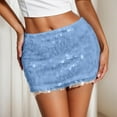 thumbnail image 5 of UJNDER Women's Sequin Bodycon Mini Skirt Party Clubwear Glitter Reflective Tight Short Skirt Daily Casual Outfit Night Out Blue S, 5 of 7